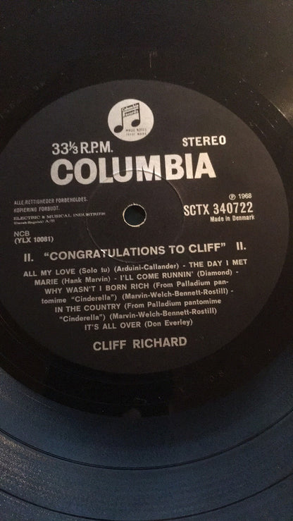 Cliff Richard : Congratulations To Cliff (LP, Comp, Fli)