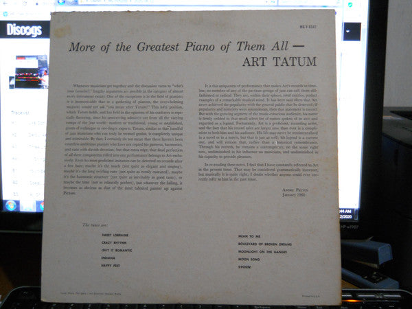 Art Tatum : More Of The Greatest Piano Of Them All (LP, Album, Mono)