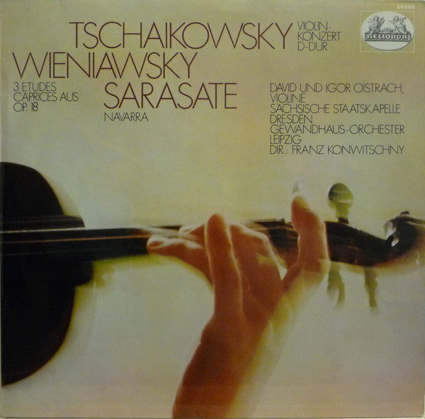 Pyotr Ilyich Tchaikovsky, Henryk Wieniawski, Pablo de Sarasate, David Oistrach & Igor Oistrach : Violin Concerto In D / Three Etudes-Caprices / Navarra (LP, Comp)