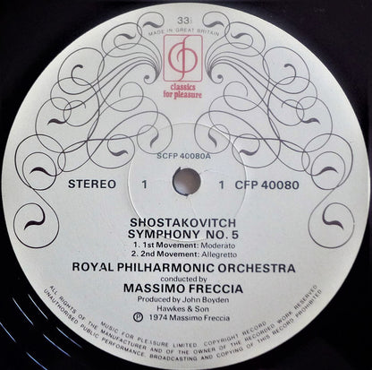 Dmitri Shostakovich - Royal Philharmonic Orchestra, Massimo Freccia : Symphony Number 5 (LP)