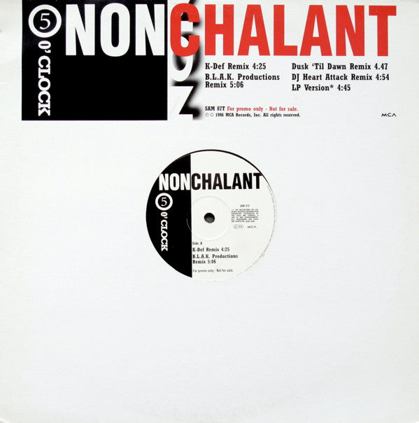 Nonchalant : 5 O'Clock (12", Promo)
