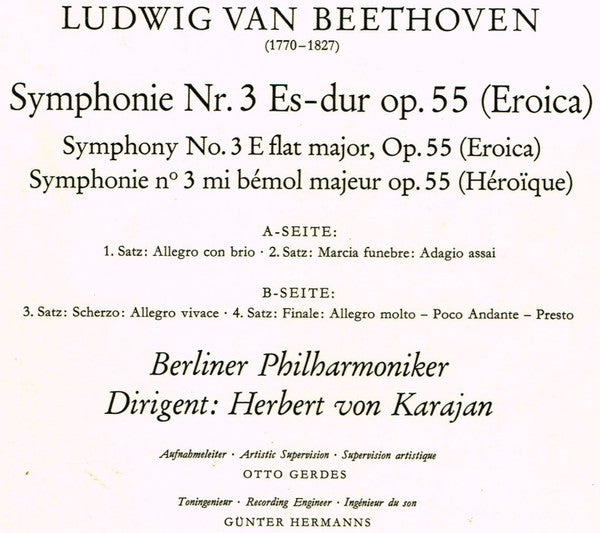 Ludwig van Beethoven - Berliner Philharmoniker • Herbert von Karajan : »Eroica« (LP, RP, GY7)