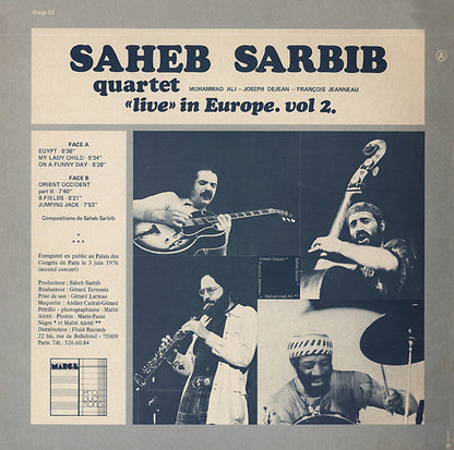 Saheb Sarbib Quartet : «Live» In Europe. Vol 2. (LP, Album)