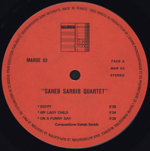 Saheb Sarbib Quartet : «Live» In Europe. Vol 2. (LP, Album)