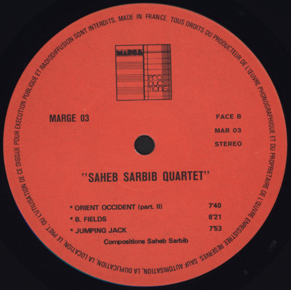 Saheb Sarbib Quartet : «Live» In Europe. Vol 2. (LP, Album)