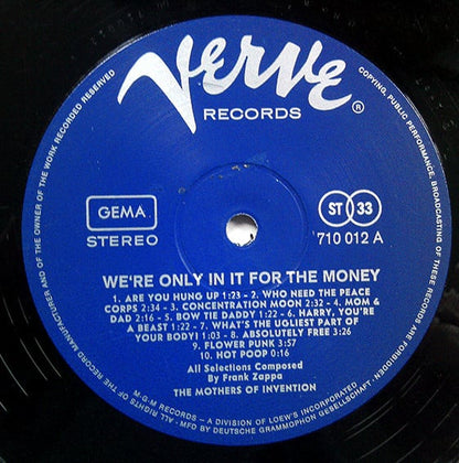 The Mothers : We're Only In It For The Money (LP, Album, Loe)