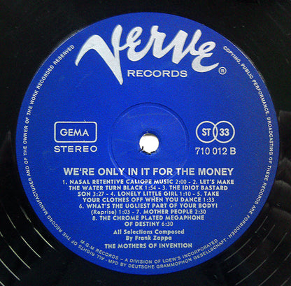 The Mothers : We're Only In It For The Money (LP, Album, Loe)