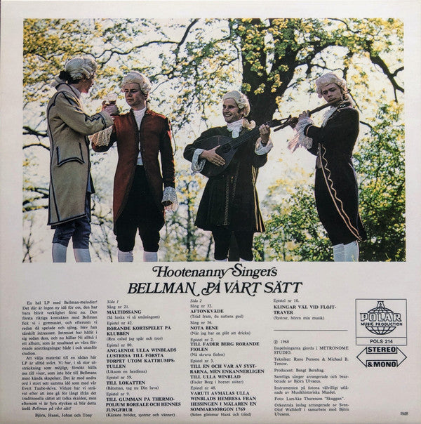 Hootenanny Singers : Bellman På Vårt Sätt - Ur Fredmans Epistlar & Sånger (LP, Album, RE)