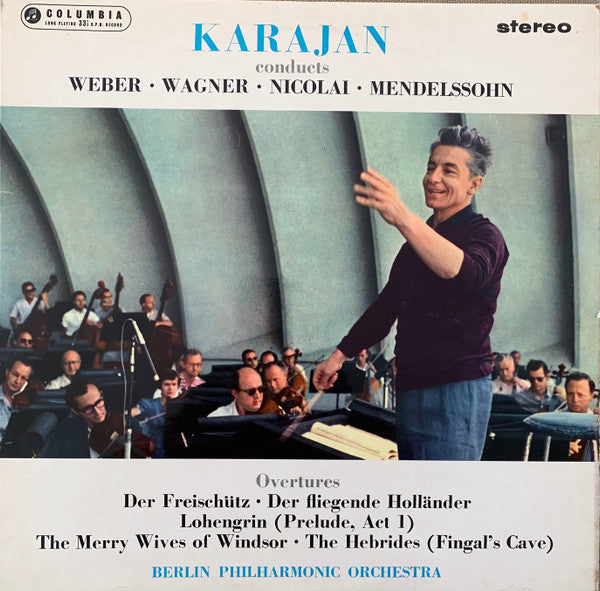 Carl Maria von Weber, Richard Wagner, Otto Nicolai, Felix Mendelssohn-Bartholdy - Herbert von Karajan, Berliner Philharmoniker : Overtures (LP)