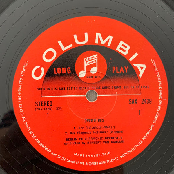 Carl Maria von Weber, Richard Wagner, Otto Nicolai, Felix Mendelssohn-Bartholdy - Herbert von Karajan, Berliner Philharmoniker : Overtures (LP)