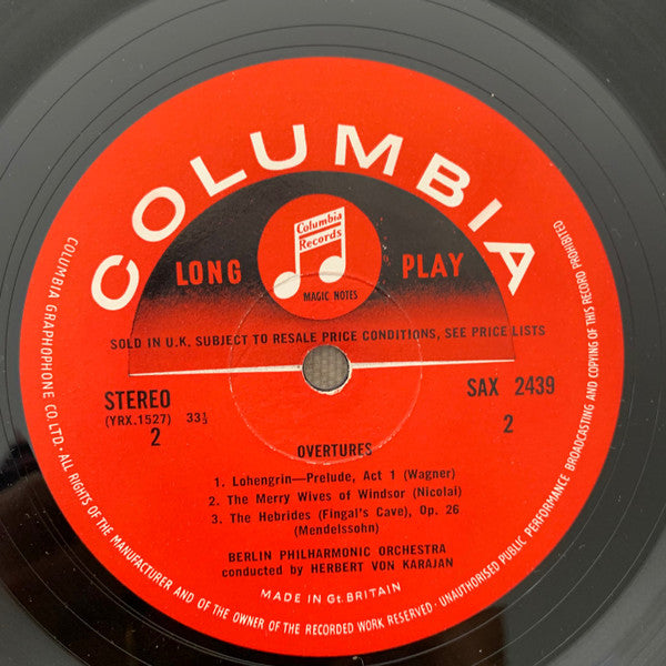 Carl Maria von Weber, Richard Wagner, Otto Nicolai, Felix Mendelssohn-Bartholdy - Herbert von Karajan, Berliner Philharmoniker : Overtures (LP)