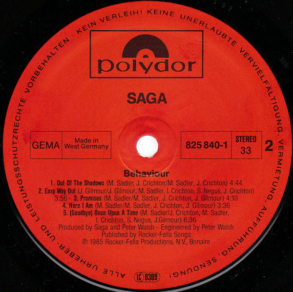 Saga (3) : Behaviour (LP, Album)