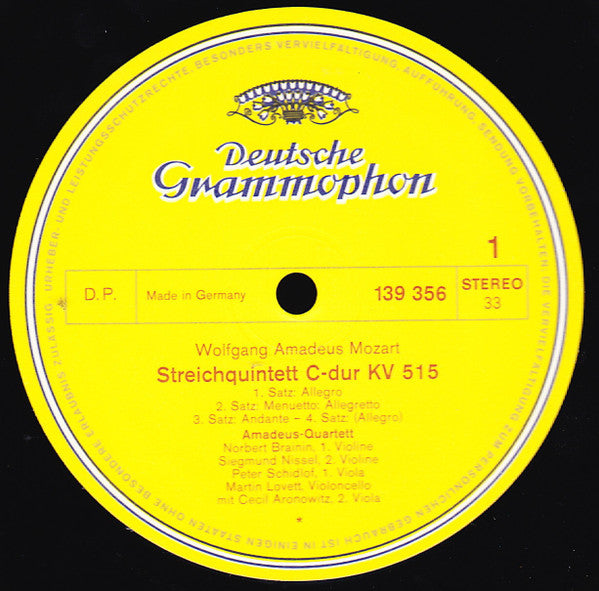 Wolfgang Amadeus Mozart, Amadeus-Quartett, Cecil Aronowitz : Streichquintette C-Dur KV 515 & C-Moll KV 406 (516b) (LP)