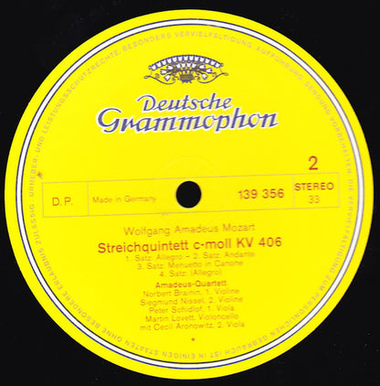 Wolfgang Amadeus Mozart, Amadeus-Quartett, Cecil Aronowitz : Streichquintette C-Dur KV 515 & C-Moll KV 406 (516b) (LP)