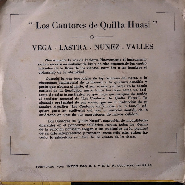 Los Cantores De Quilla Huasi : Los Cantores De Quilla Huasi (7", EP)