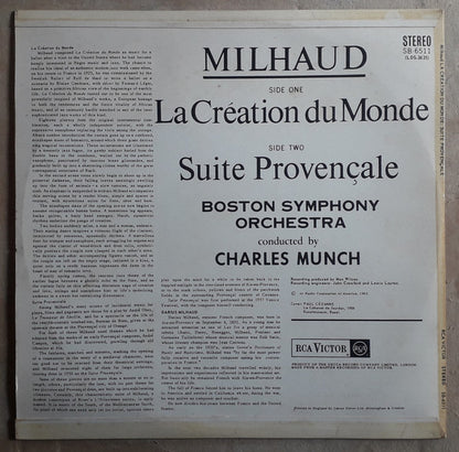 Darius Milhaud, Charles Munch, Boston Symphony Orchestra : La Création Du Monde - Suite Provençale (LP, Album, Fir)