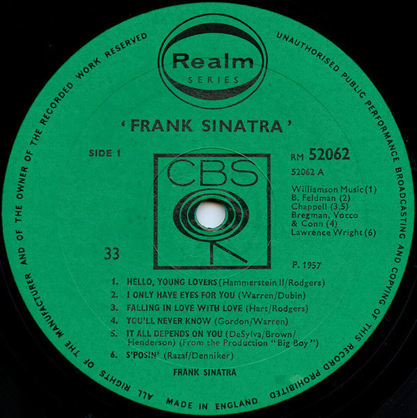 Frank Sinatra : Frank Sinatra (LP, Album, Comp, RE)