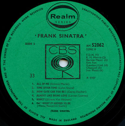 Frank Sinatra : Frank Sinatra (LP, Album, Comp, RE)