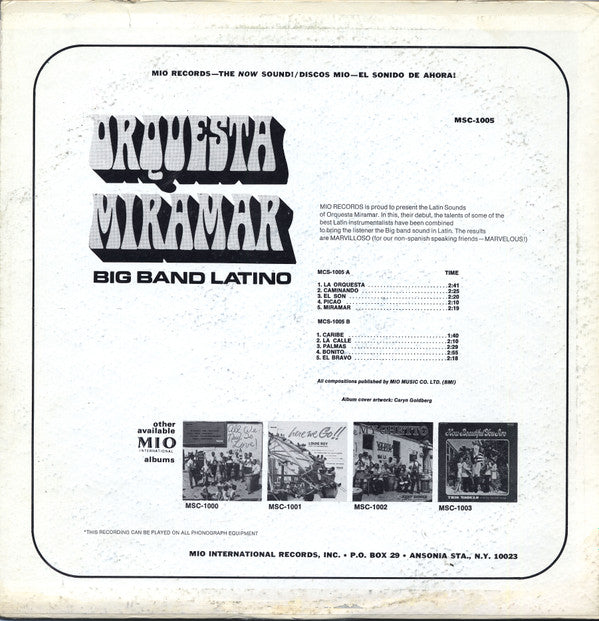 Orquesta Miramar (2) : Big Band Latino (LP, Album)