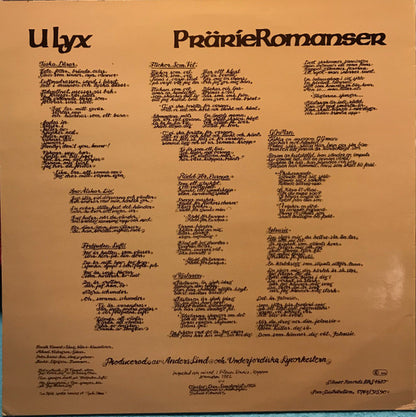 Underjordiska Lyxorkestern : PrärieRomanser (LP, Album)