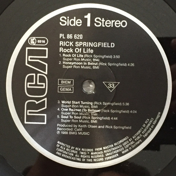 Rick Springfield : Rock Of Life (LP, Album)