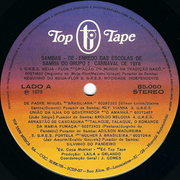 Various : Sambas De Enredo Das Escolas De Samba Do Grupo 1 - Carnaval 78 (LP, Album, Gat)