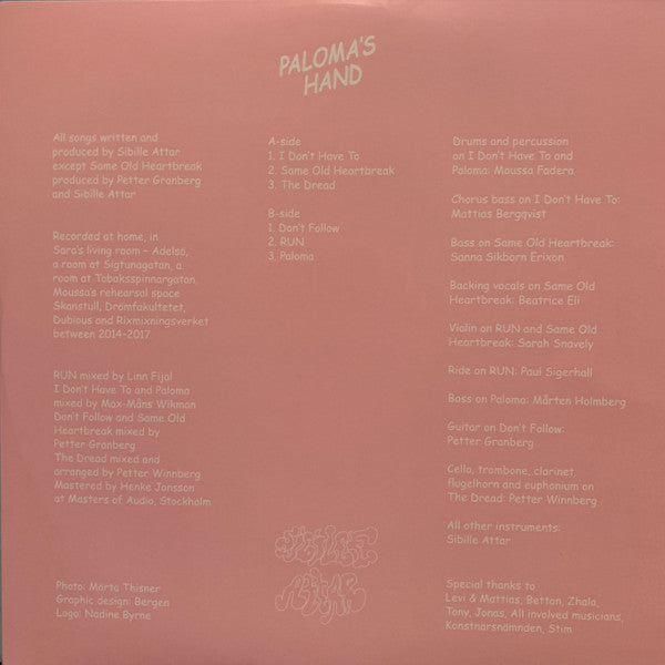 Sibille Attar : Paloma's Hand (12", EP)