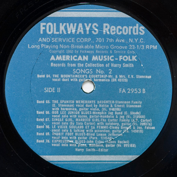 Harry Smith : Anthology Of American Folk Music Volume Three: Songs (2xLP, Comp, RE + Box)