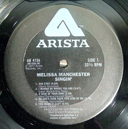 Melissa Manchester : Singin' (LP, Album)