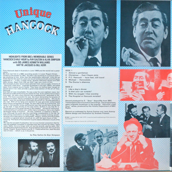 Tony Hancock with Sid James, Kenneth Williams, Hattie Jacques & Bill Kerr : Unique Hancock (LP, Mono, RE)