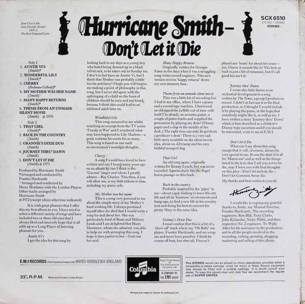 Hurricane Smith : Don't Let It Die (LP, Album)