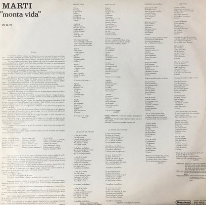 Marti (2) : "Monta-Vida" (LP, Album, Whi)