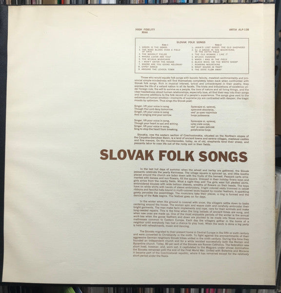 Ľudová Hudba Eugena Farkaša : Slovak Folk Songs (LP, Album)