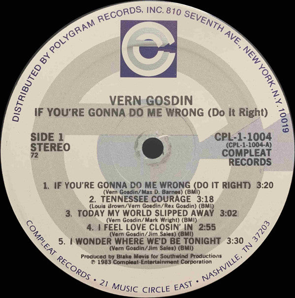 Vern Gosdin : If You're Gonna Do Me Wrong (Do It Right) (LP, Album, PRC)