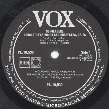 Arnold Schoenberg - Alfred Brendel, Wolfgang Marschner : Piano Concerto, Op. 42 / Violin Concerto, Op. 36 (LP, Album, Mono)