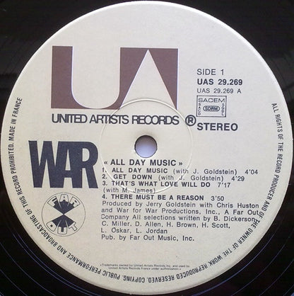 War : All Day Music (LP, Album)