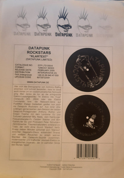 Datapunk Rockstars : Klartext (12", S/Sided, Ltd, Promo)