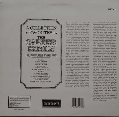 The Carter Family : A Collection Of Favorites By The Carter Family (LP, Album, Mono, RE)