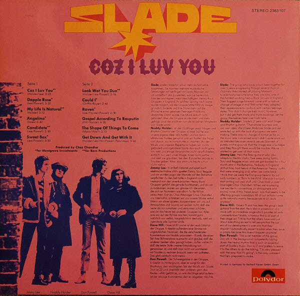 Slade : Coz I Luv You (LP, Comp)