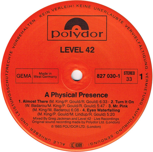 Level 42 : A Physical Presence (2xLP, Album)