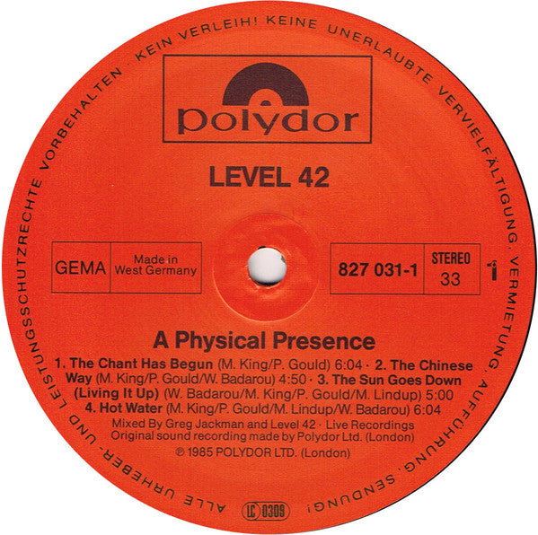 Level 42 : A Physical Presence (2xLP, Album)