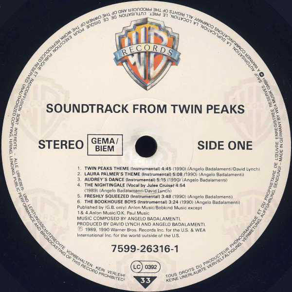 Angelo Badalamenti : Music From Twin Peaks (LP, Album)