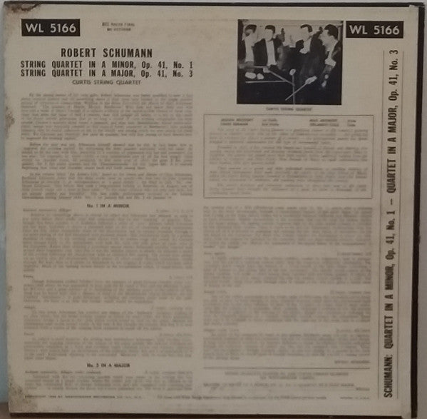 Robert Schumann - The Curtis String Quartet : Quartet No. 1 In A-Minor, Opus 41 / Quartet No. 3 In A-Major, Opus 41 (LP, Mono)