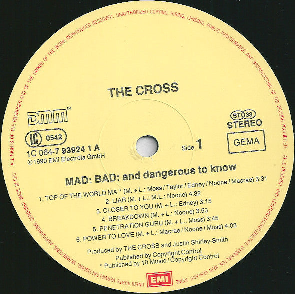 The Cross (3) : MAD : BAD : And Dangerous To Know (LP, Album)