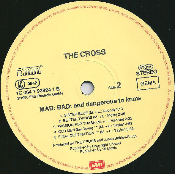 The Cross (3) : MAD : BAD : And Dangerous To Know (LP, Album)