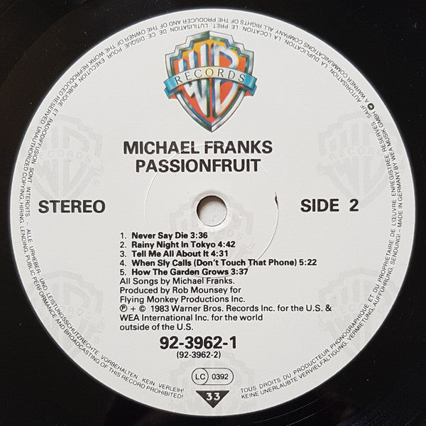 Michael Franks : Passionfruit (LP, Album)