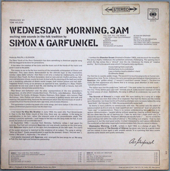 Simon & Garfunkel : Wednesday Morning, 3 A.M. (LP, Album)