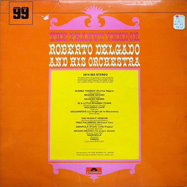 Roberto Delgado & His Orchestra : The Peanut Vendor (LP, RE)