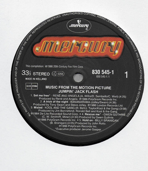 Various : Music From The Motion Picture Jumpin' Jack Flash (LP, Comp)
