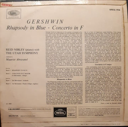 George Gershwin / Reid Nibley, Utah Symphony Orchestra, Maurice de Abravanel : Rhapsody In Blue - Concerto In F (LP)